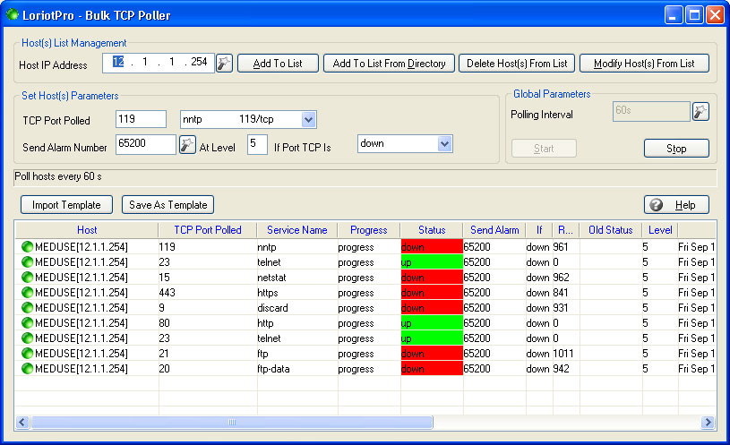 monitor des centaines d'applications TCP