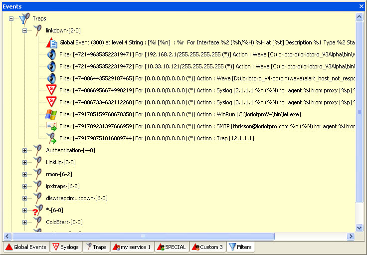 filtre d'alarmes snmp et de traps snmp