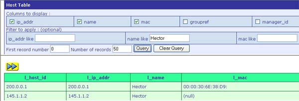 table des hosts snmp