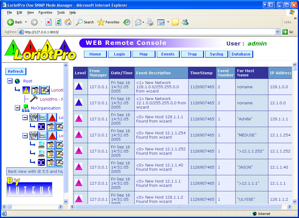 alarmes vue du web