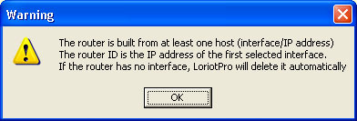 router interface wrning