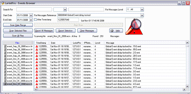 recherche de fichiers de log