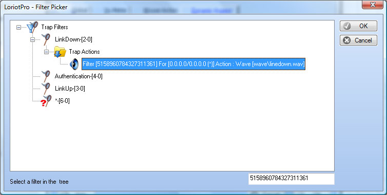 s&eacute;lection d'un filtre de TRAP SNMP