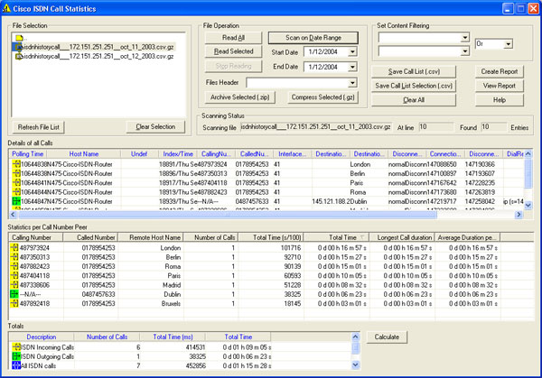 Cisco ISDN call statistics