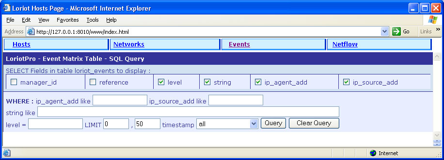 events database