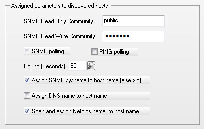 default snmp discover parameters