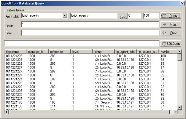 event qury from database