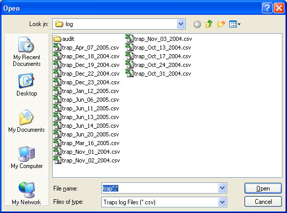 trap log file