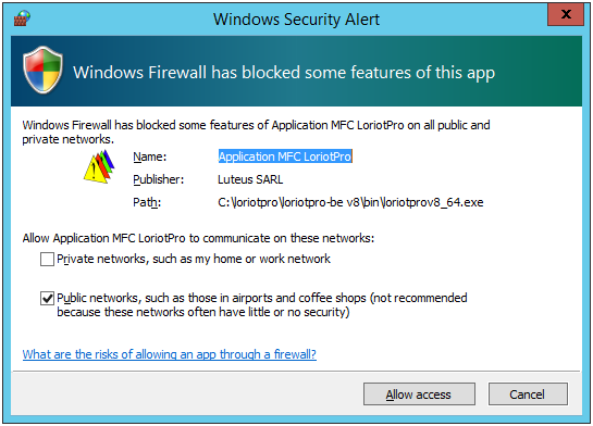 firewall popup