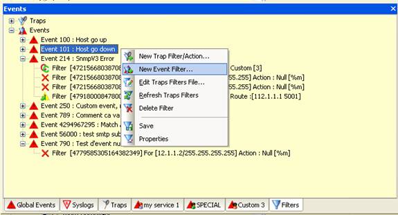 Trap and Event filter creation
